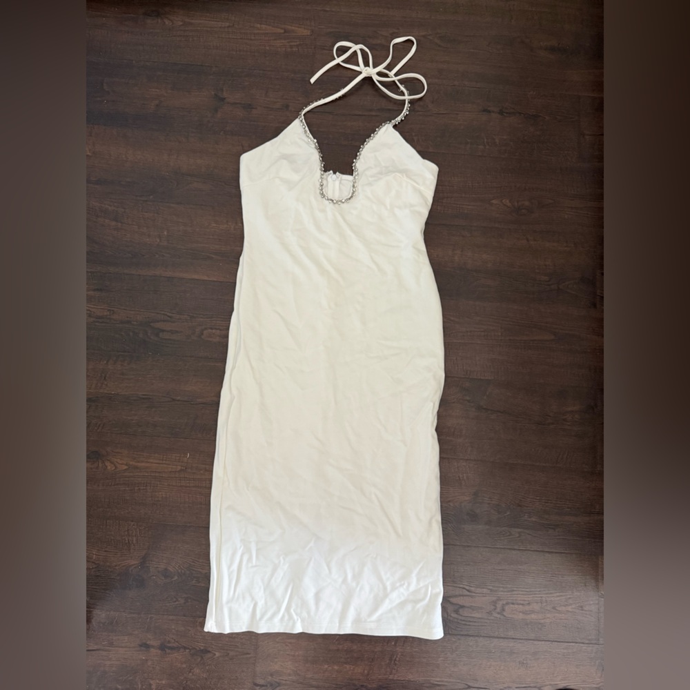 White Maxi Dress with Beaded Detail